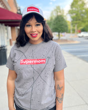 Load image into Gallery viewer, Gray Supermom Splatter Tee