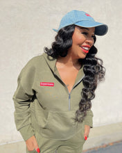 Load image into Gallery viewer, Supermom Army Green Half-Zip Hoodie