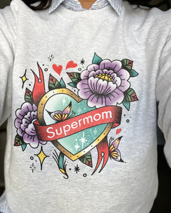 Supermom Tattoo Sweatshirt Light Gray